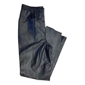 Y2K Black Leather Pants Size 10 Ruth Wagner Inseam 31.5 Inches